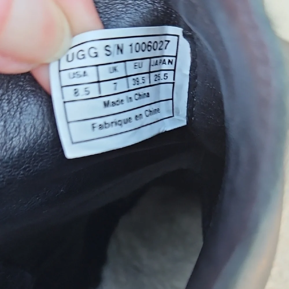 UGG Black Leather Wedge Ankle Boots